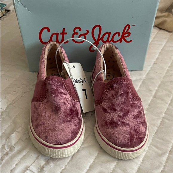 Cat & Jack Other - Cat & Jack Pink Velvet Slip-On Sneakers